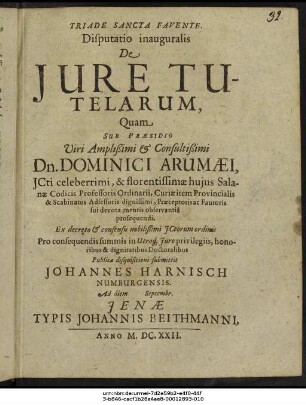 Disputatio inauguralis De Iure Tutelarum