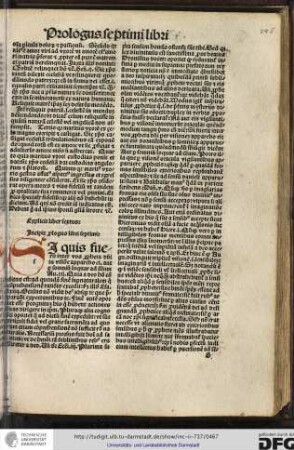 Incipit prologus libri septimi.