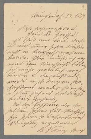 Julius Grosse (1828-1902) Nachlass: Briefe und Briefkarten von Benedikt König an Julius Grosse - BSB Grosseana Suppl. König, Benedikt