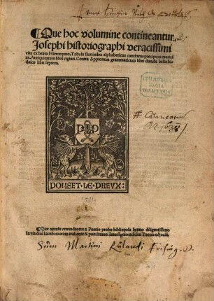Josephi vita : ex b. Hieronymo Antiquitatum libri XX contra Appionem libri II Opp.