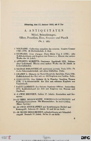 A. Antiquitäten (Nr. 1-325)