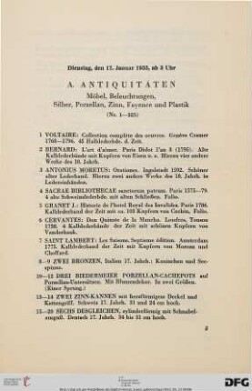 A. Antiquitäten (Nr. 1-325)