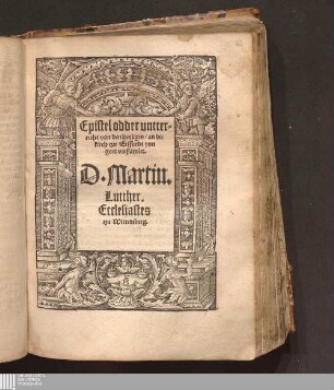 Epistel odder vntter-||richt von den heyligen/ an die || kirch tzu Erffurdt ynn || gott verßamlet.||