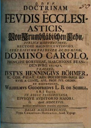 Doctrinam de feudis ecclesiasticis, von krumbstäbischen Lehn