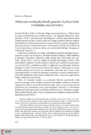 13: Dekoracja rzeźbiarska fasady gmachu Dyrekcji Kolei w Gdańsku oraz jej twórcy