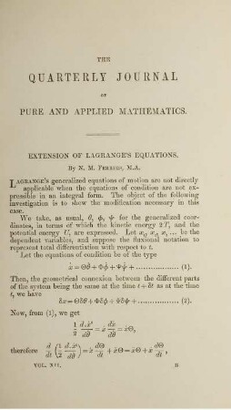 Extension of Langrange's equation.