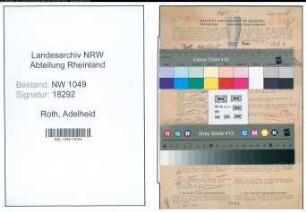 Entnazifizierung Adelheid Roth , geb. 08.02.1903 (Lehrerin)