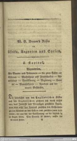 I. Kapitel. Alexandrien
