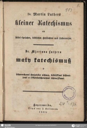 Dr. Martin Luthers kleiner Katechismus mit Bibel-Sprüchen, biblischen Geschichten und Liederversen