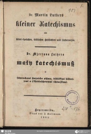 Dr. Martin Luthers kleiner Katechismus mit Bibel-Sprüchen, biblischen Geschichten und Liederversen