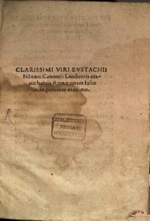 Oratio habita Romae coram Iulio II. Rom. Pont. Max.