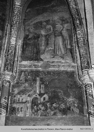 Szenen aus dem Leben des Heiligen Antonius Abbate : Der Heilige Antonius verlässt die Stadt und Versuchung des Heiligen