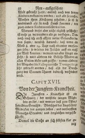 Caput XVII. Von der Jungfern-Kranckheit.