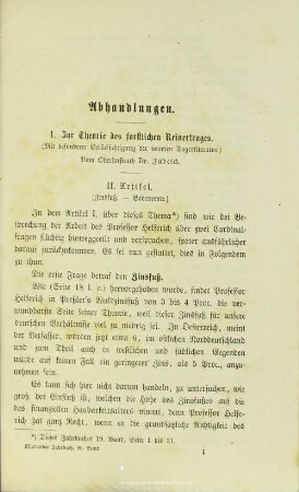 I.1. Zur Theorie des forstlichen Reinertrags