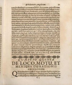 Qvaestio Qvinta De Loco, Motu, Et Mensura Durationis Angelorum.