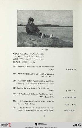 Ölgemälde, Aquarelle, Zeichnungen, Radierungen etc. von verschiedenen Künstlern (Nr. 258-345)