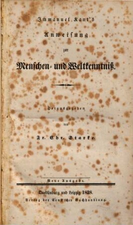Anweisung zur Menschen- und Weltkenntniß