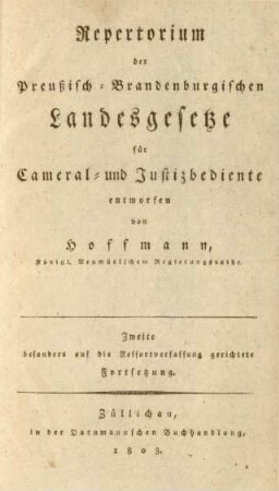 Fortsetzung, 2: Zweite besonders auf die Ressortverfassung gerichtete Fortsetzung