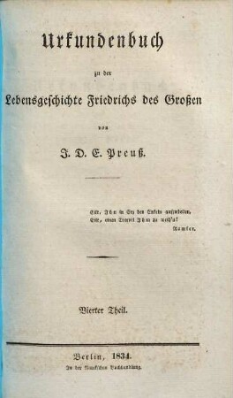 Urkundenbuch zu der Lebensgeschichte Friedrichs des Großen. 4