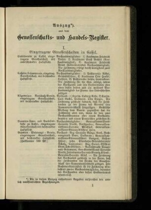 Auszug aus dem Genossenschafts- und Handels-Register
