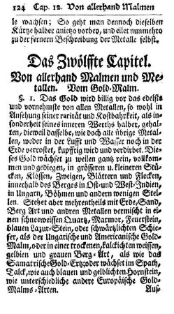Das zwölffte Capitel. Von allerhand Malmen und Metallen.