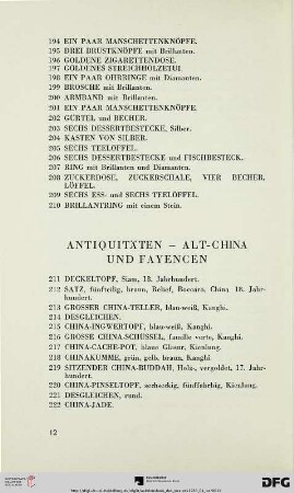 Antiquitäten – Alt-China und Fayencen (Nr. 211-257)
