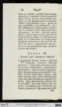 Caput III: Unde est animus meus?