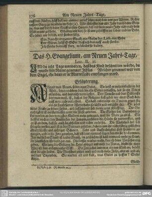 Das H. Evangelium, am Neuen Jahrs-Tage. Luc. II, 21