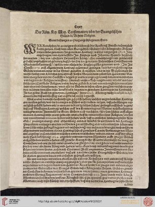 Copey. Der Roem. Key. May. Confirmation [...] 1609