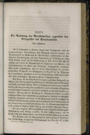 XXXVI. Die Ausübung der Gerichtspolizei, gegenüber den Befugnissen des Staatsanwalts