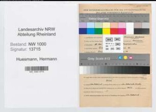 Entnazifizierung Hermann Huesmann, geb. 18.05.1894 (Postsekretaer)
