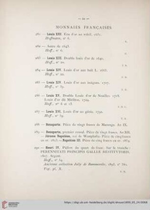 Monnaies Francaises (Nr. 281 - 298)