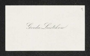 Brief von Gerda Leistikow an Gerhart Hauptmann