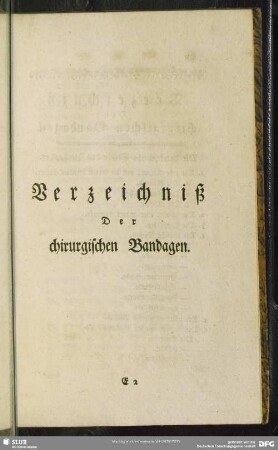 Verzeichniß Der chirurgischen Bandagen