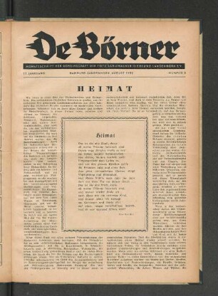 17. Jahrgang, Hamburg-Langenhorn, August 1952, Nummer 8