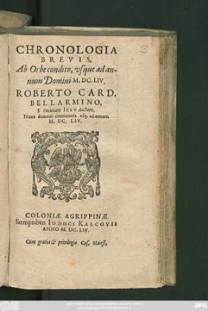 Chronologia Brevis, Ab Orbe condito, usque ad annum Domini M.DC.LIV.