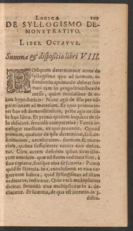 De Syllogismo Demonstrativo. Liber Octavus.