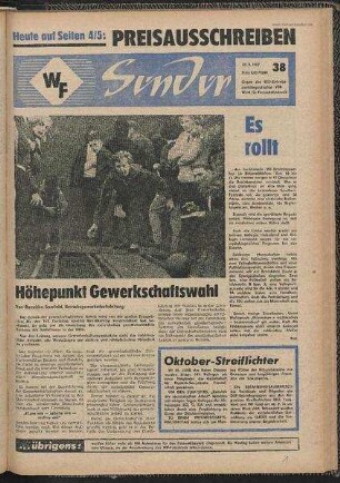 Betriebszeitung 'WF-Sender', Nr.38/1967 (29. September 1967)