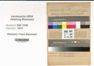 Entnazifizierung Franz Bernhard Wiemers , geb. 09.11.1894 (Beamter)