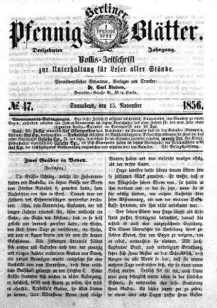No. 47, Sonnabend, den 15. November