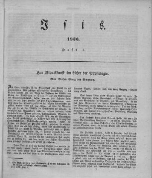 1836: Isis : encyclopädische Zeitschrift, vorzügl. für Naturgeschichte, vergleichende Anatomie u. Physiologie