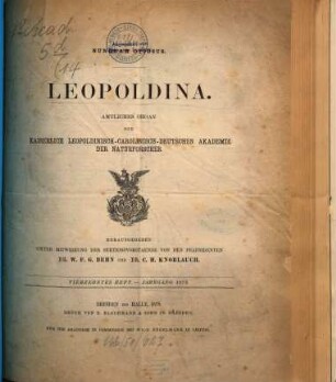 Leopoldina : Mitteilungen der Deutschen Akademie der Naturforscher Leopoldina, 14. 1878