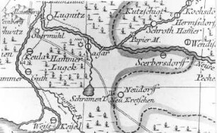 Krauschwitz-Sagar. Oberlausitzkarte, Schenk, 1759
