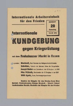 "Internationale KUNDGEBUNG gegen Kriegsrüstung"