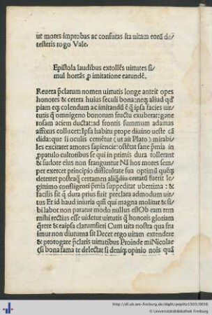 Epistola laudibus extollens virtutes ...