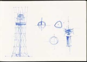 Wasserturm, Teltow Schinkelwettbewerb 1995: Skizzenbuch S. 4: Wasserturm und Details