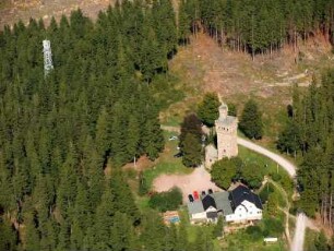 Ilmenau : Aussichtsturm und Gasthaus "Hohe Warte" südwestlich von Elgersburg