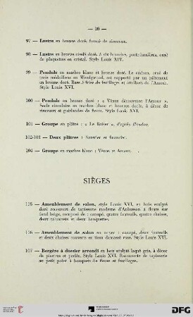 Sièges (Nr. 105-114)