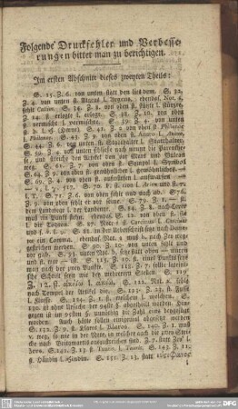 Folgende Druckfehler und Verbesserungen bittet man zu berichtigen