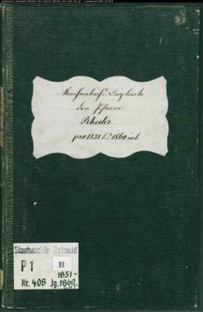 KIrchenbuchduplikat der katholischen Gemeinde Rheder, Kreis Höxter (GHT 1851-1860) (Gemeinde: Katholische Gemeinde Rheder)